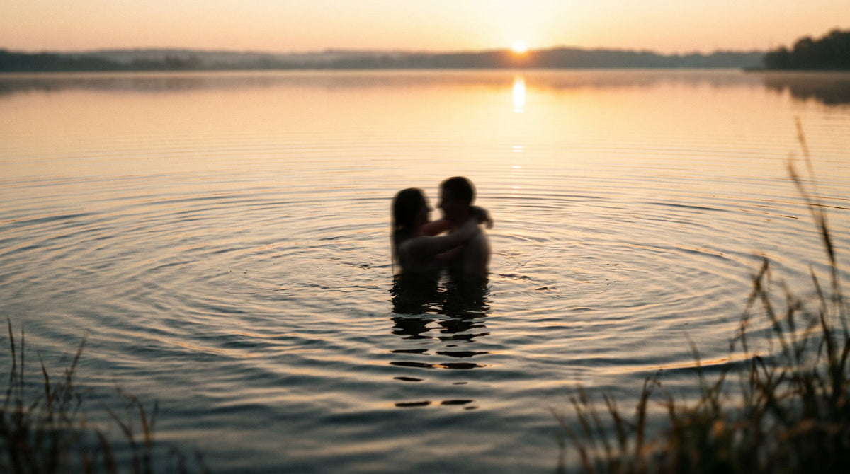 Golden Hour Wild Swim - Nostalgic Romantic Lake Art