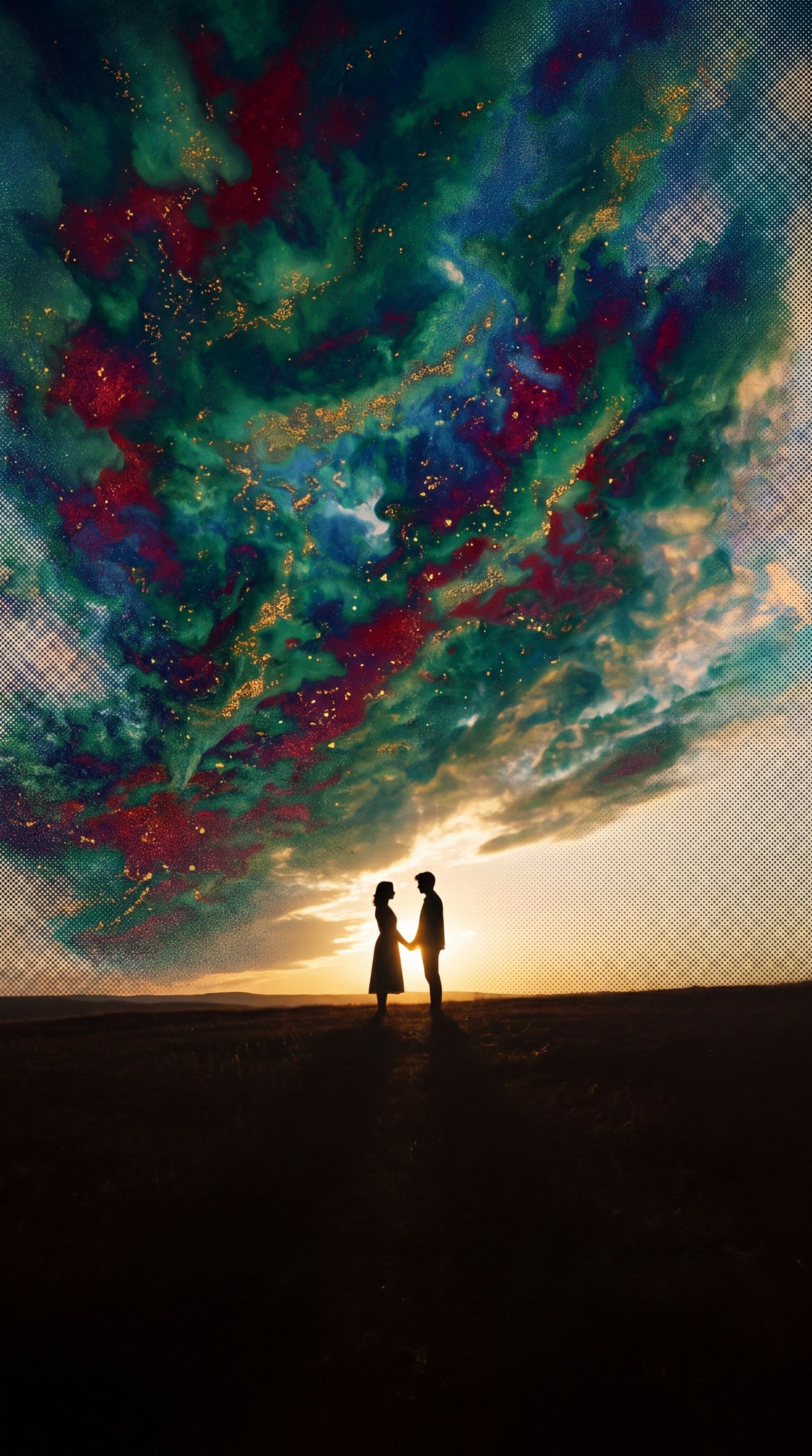 Cosmic Sunset Romance Silhouette Fine Art