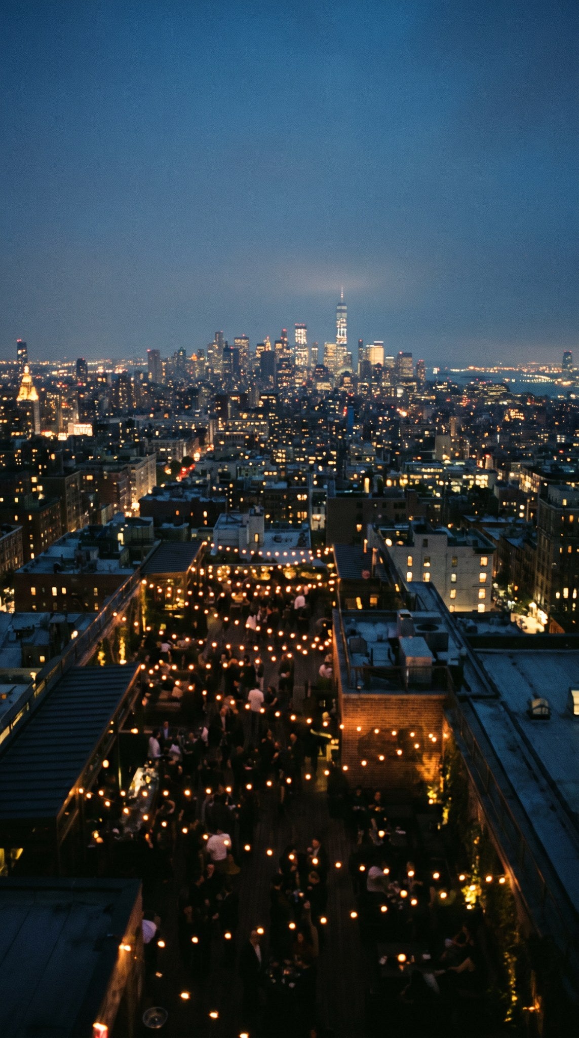 City Skyline Rooftop Light Glow Art