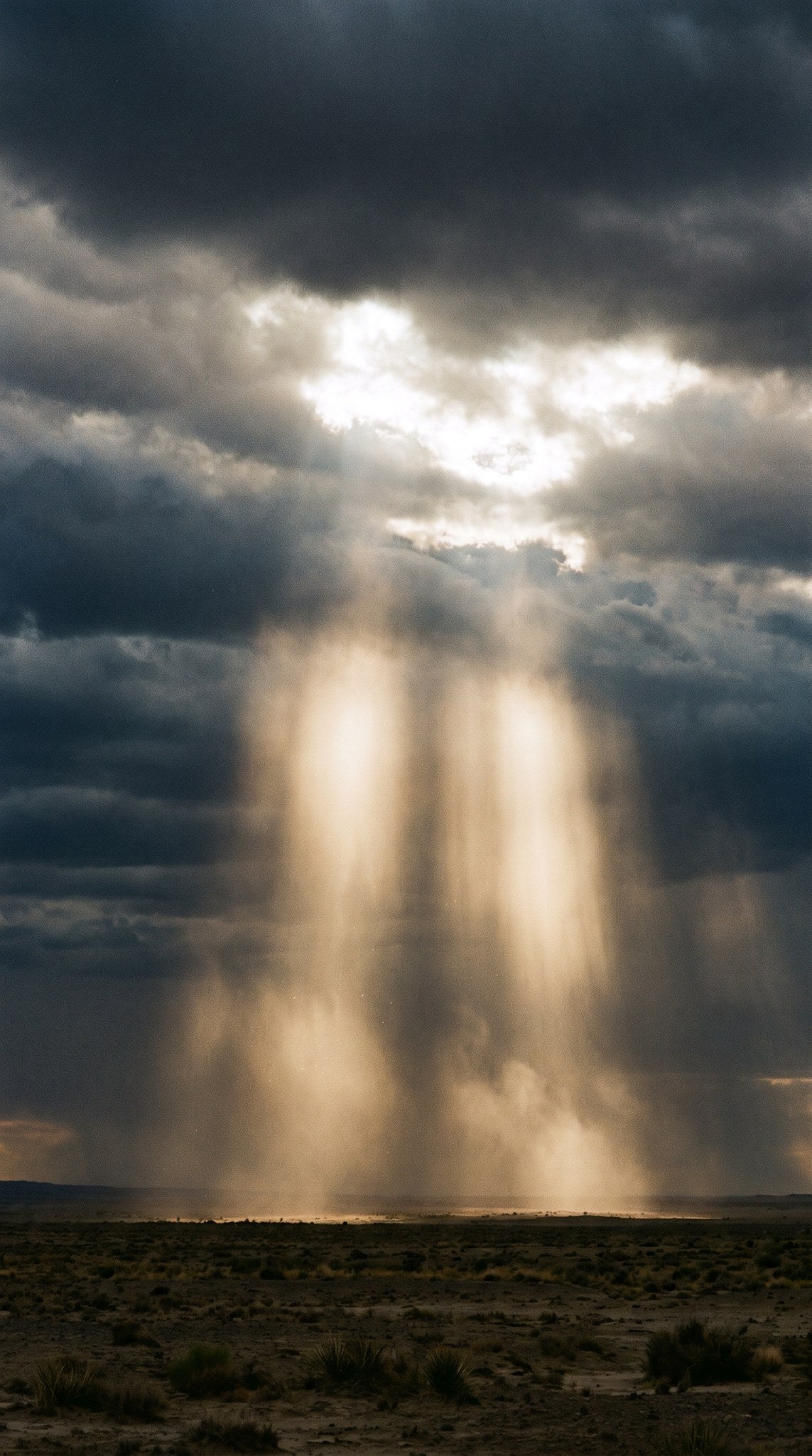 Golden Sunbeams Dramatic Desert Sky Landscape