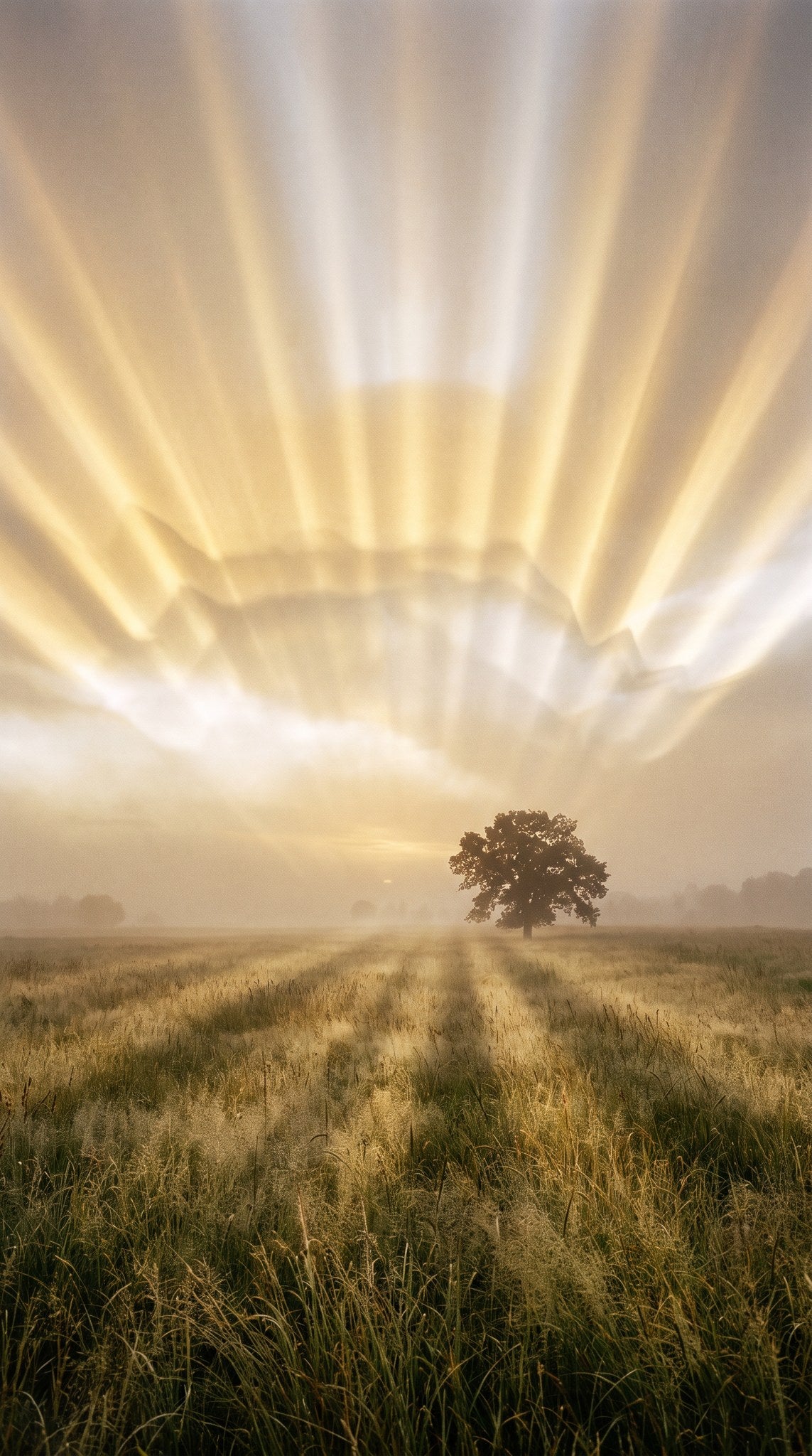 Golden Dawn Meadow Lone Tree Art