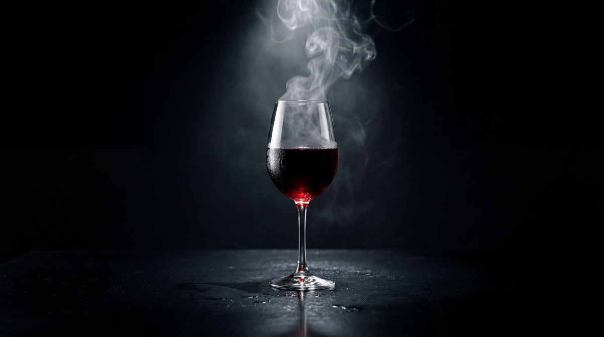 Smoldering Red Wine Glass - Moody Noir Art