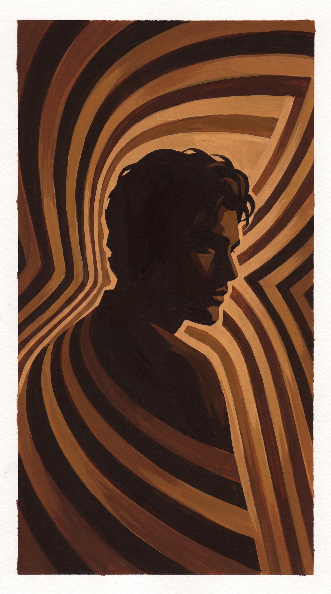 Contemplative Shadow Silhouette Painting