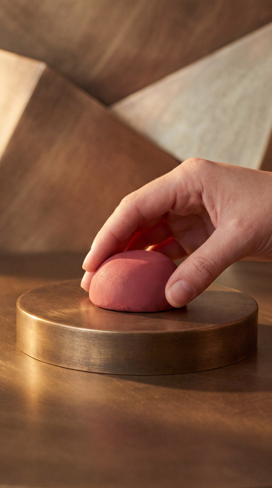 Tactile Clay & Brass Minimalist Art