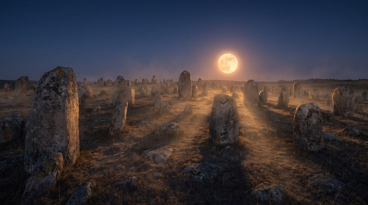 Mystic Megaliths Under Full Moon Artwork