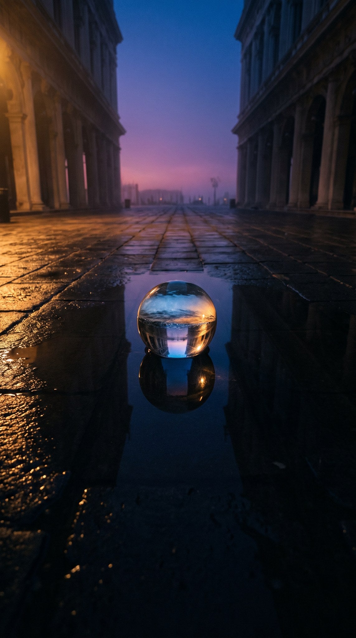 Venice Nocturne Crystal Sphere Art