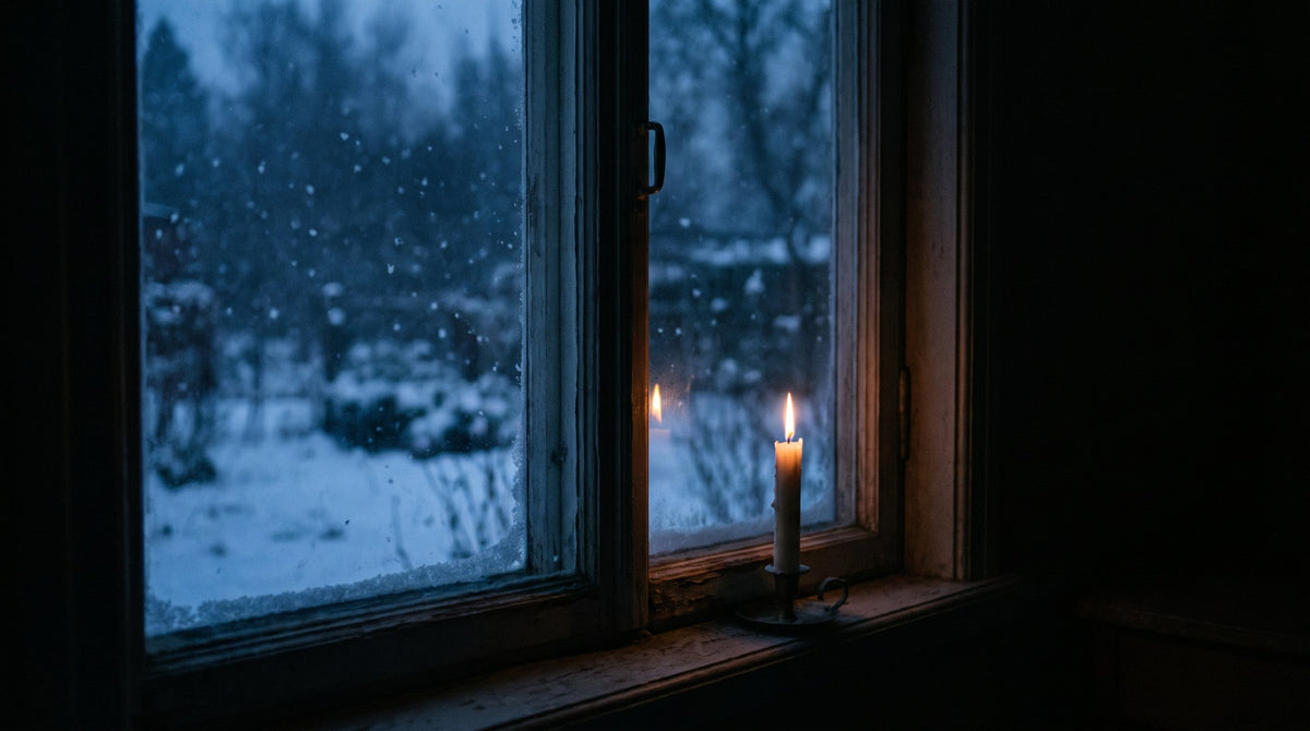 Candle in Winter Window Art