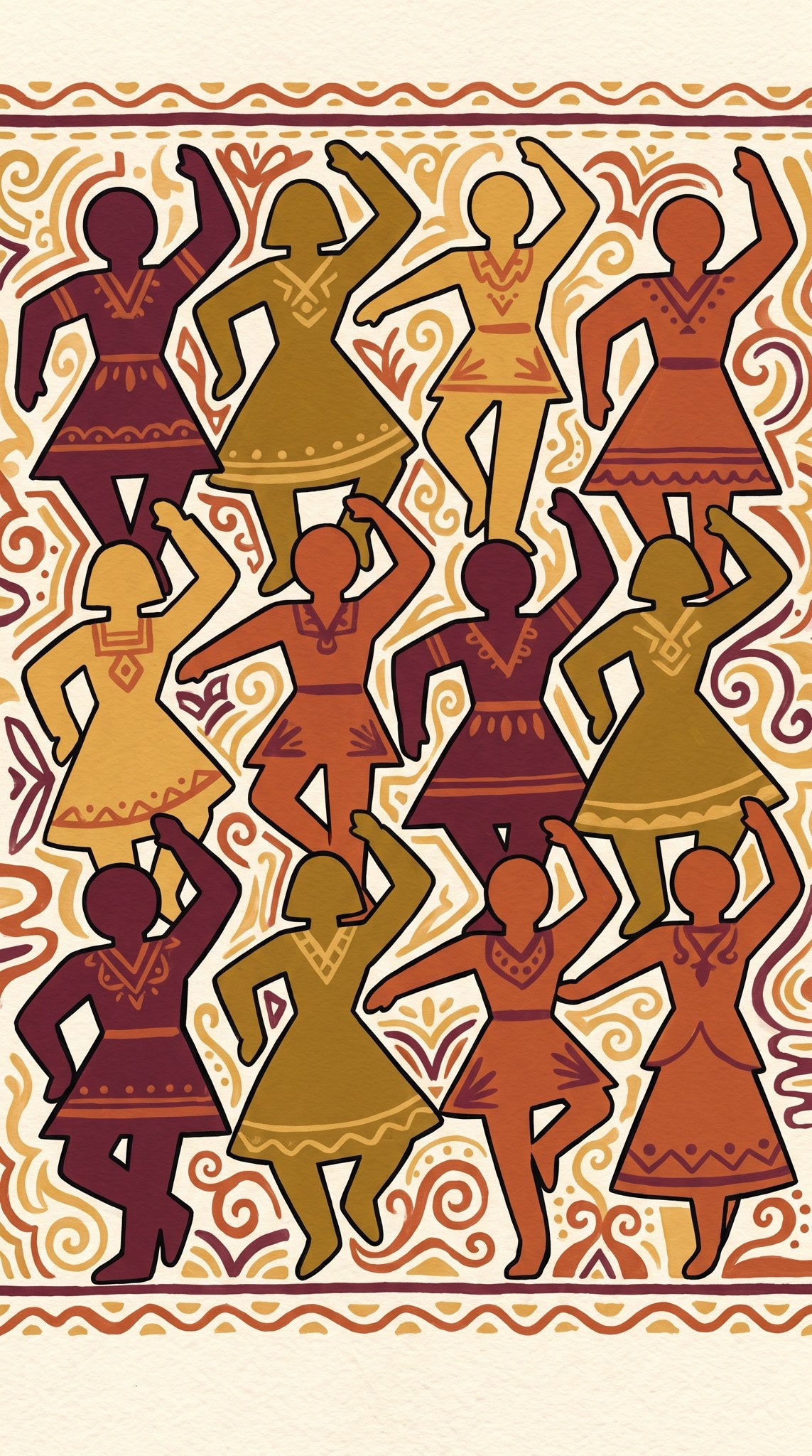 Folkloric Steps Dancing Silhouette Art