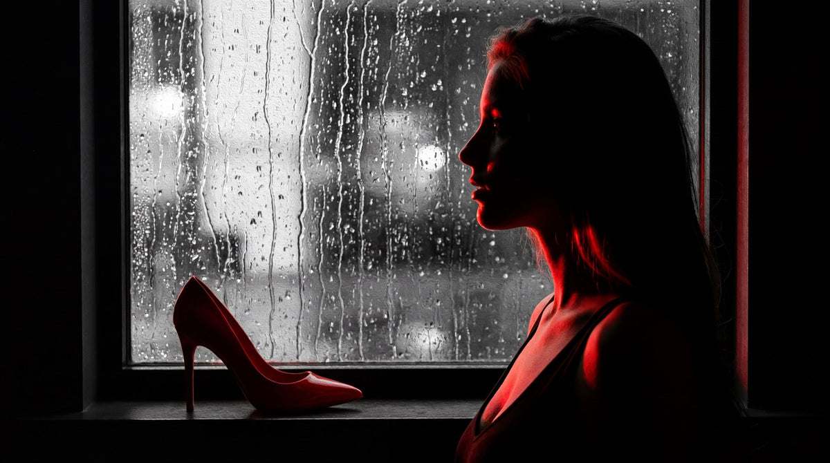 Crimson Solitude - Nocturnal Noir Silhouette