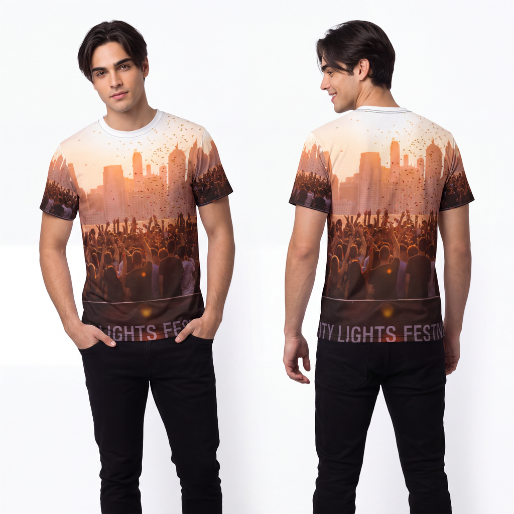 Men's Cut & Sew Tee - City Lights | Echovira Gallery