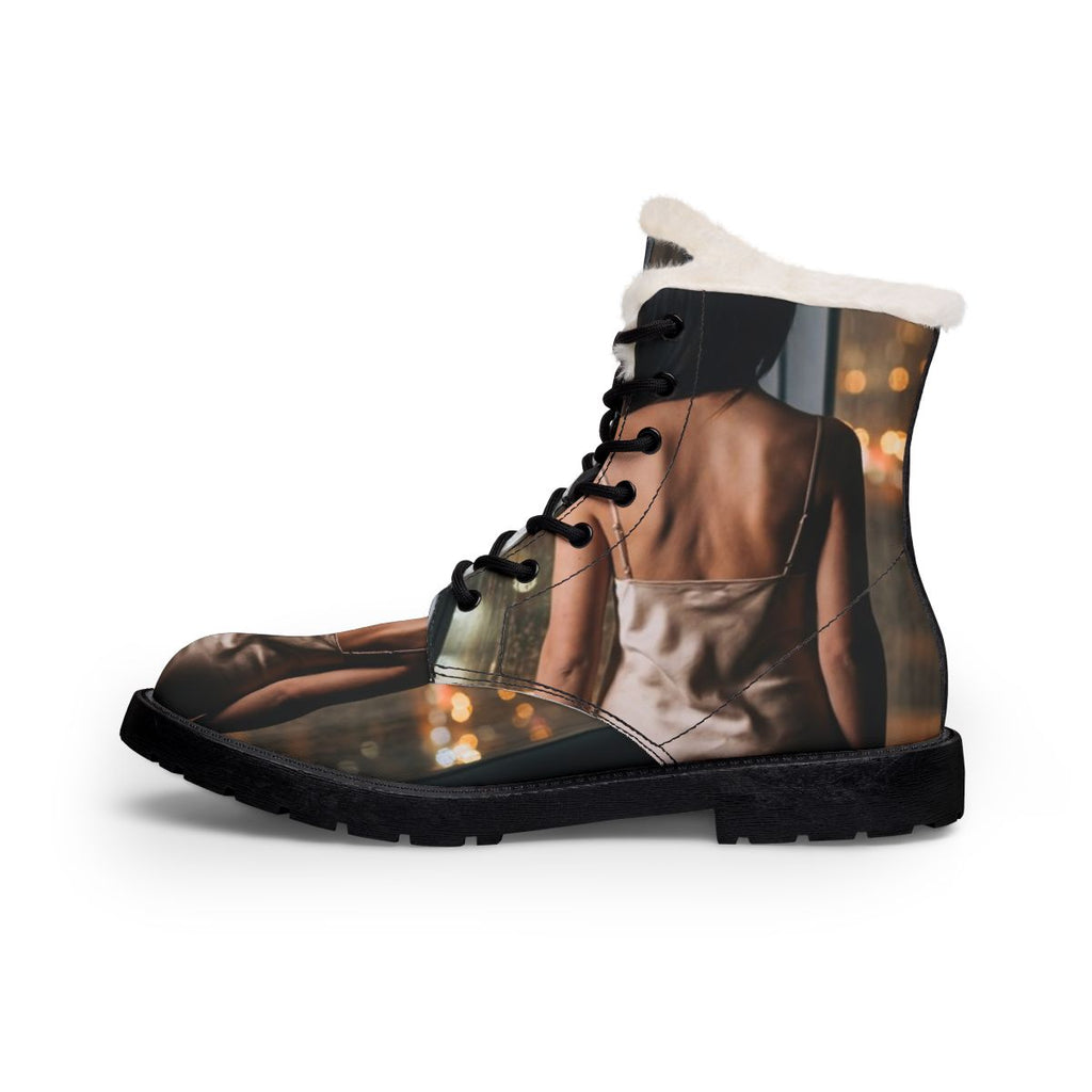 Women's Leather Boots - Shimmering City Grid | Echovira...