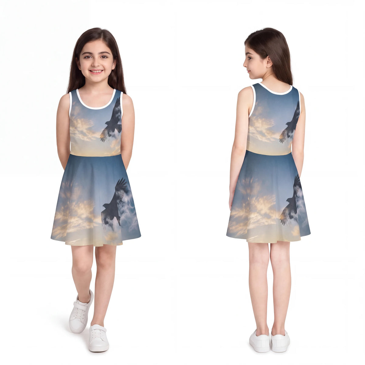 Girls' Sleeveless Sundress with Soaring Eagle