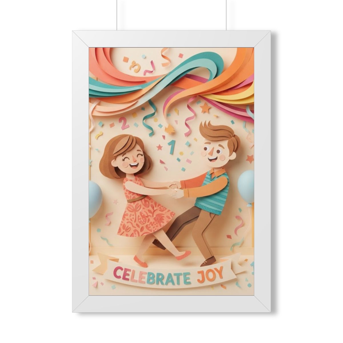 Framed Vertical Poster - Celebrate Joy Papercut Art... |...