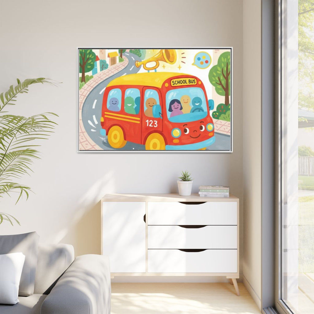 Matte Canvas - Framed Bus Town Canvas Art — White / 1.25"......