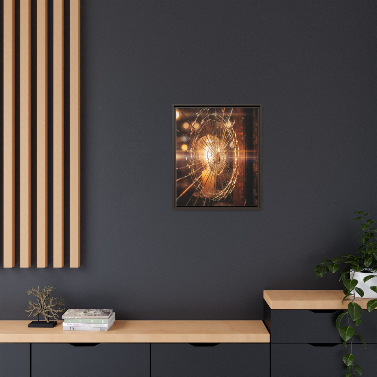 Framed Matte Canvas - Shattered Glass — Espresso / 1.25"