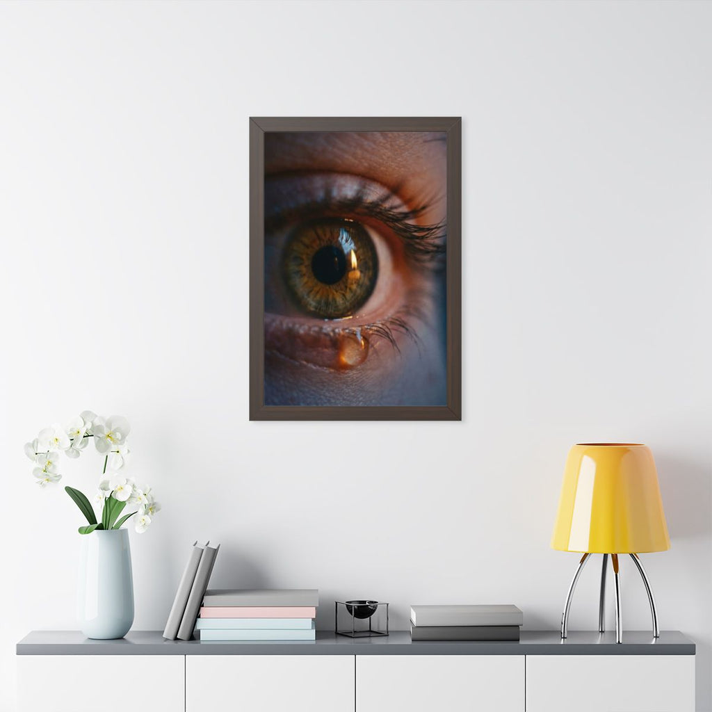Framed Vertical Poster - Amber Iris Reflection Fine Art... |...