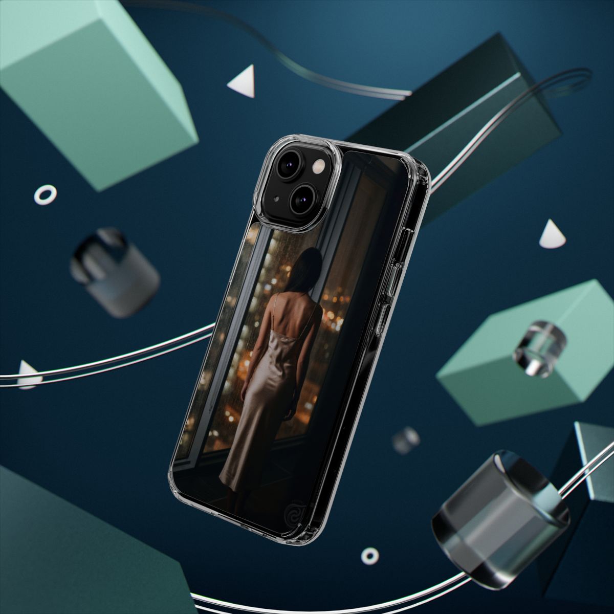 Clear Impact-Resistant Apple iPhone Cases - Midnight Rain Solitude Canvas | iPhone 17 Pro Max, 17 Pro, 17 Air & More