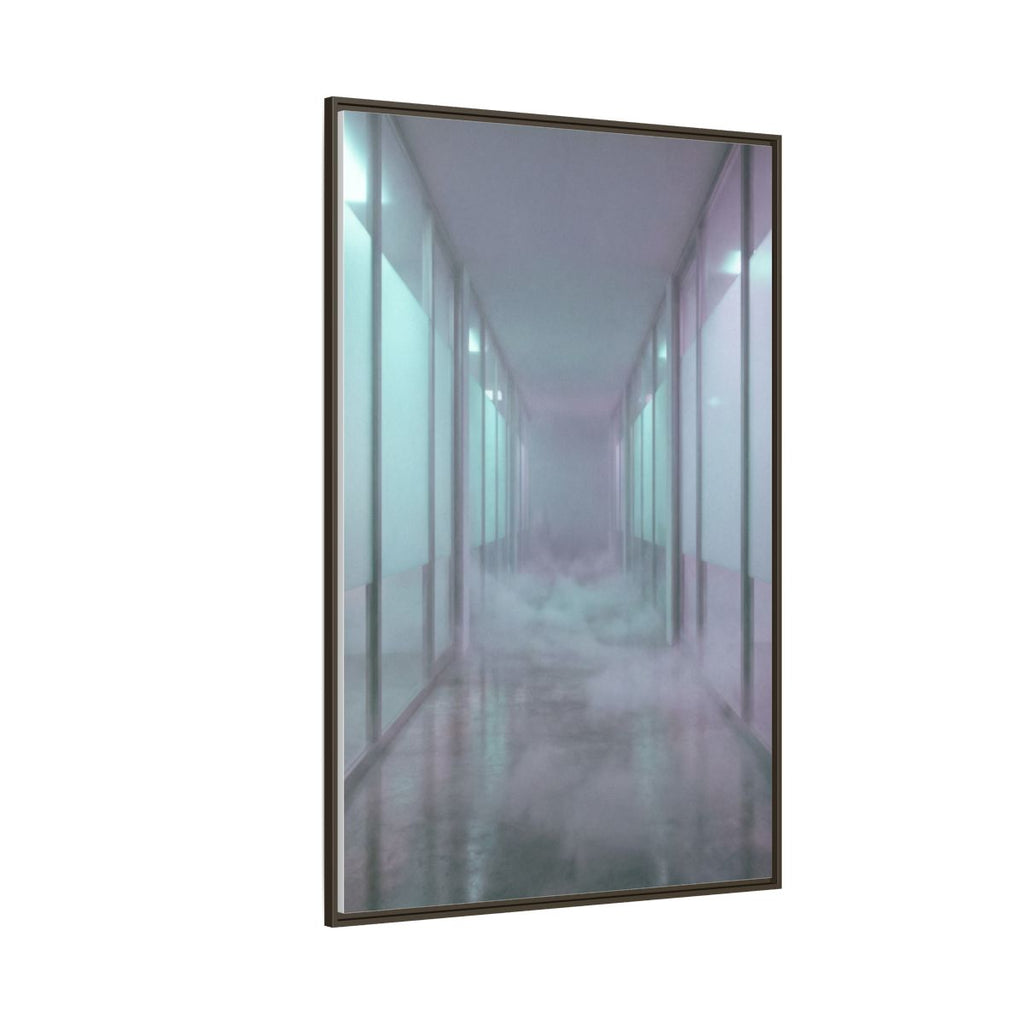 Matte Canvas, Framed - Liminal Corridor Fog Art Print — Espresso / 1.25" (8×10, 9×12, 11×14, 12×16, 10×20, 12×18, 16×20, 16×24, 18×24, 12×36, 20×24, 16×32, 20×30, 24×30, 24×32, 16×48, 24×36, 24×48, 30×40, 20×60, 32×48, 30×60 & 40×60)