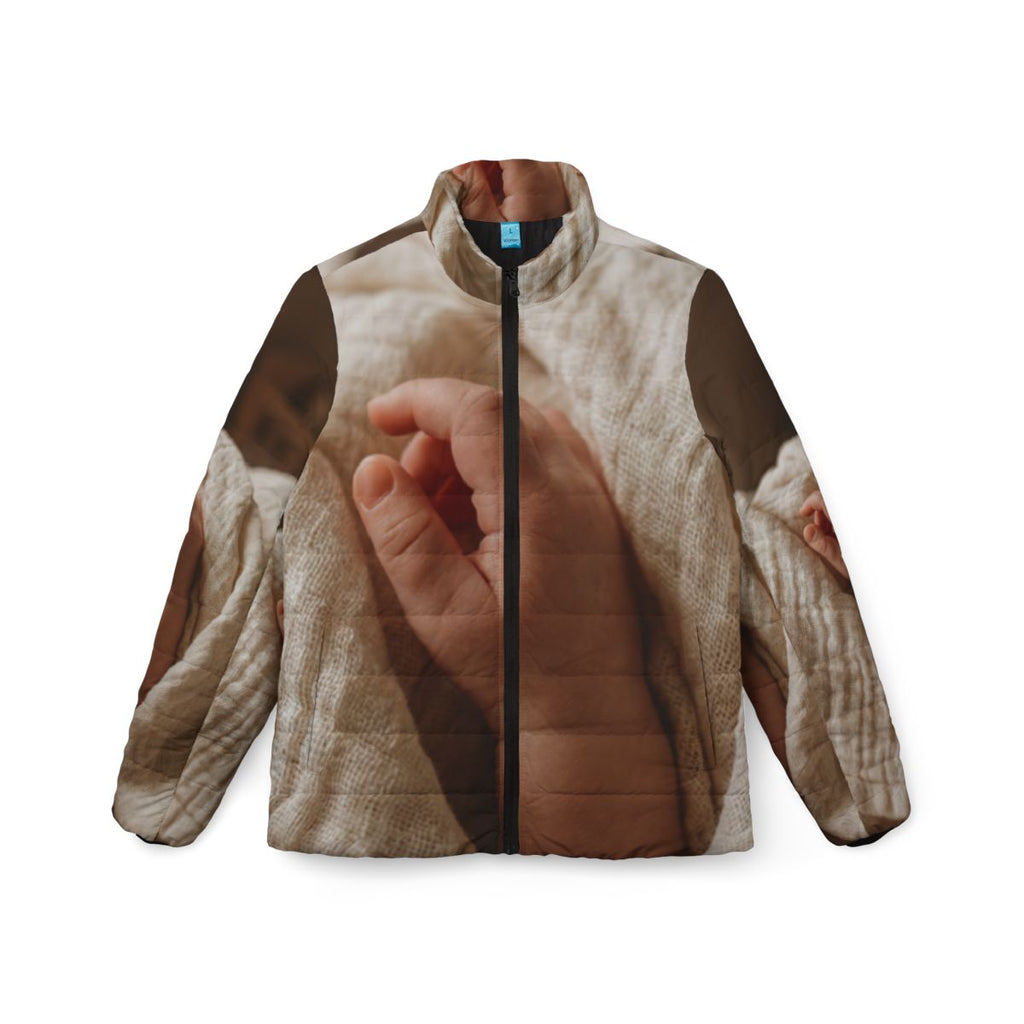 Women's Puffer Jacket - Tender Newborn Hand in Soft Muslin...