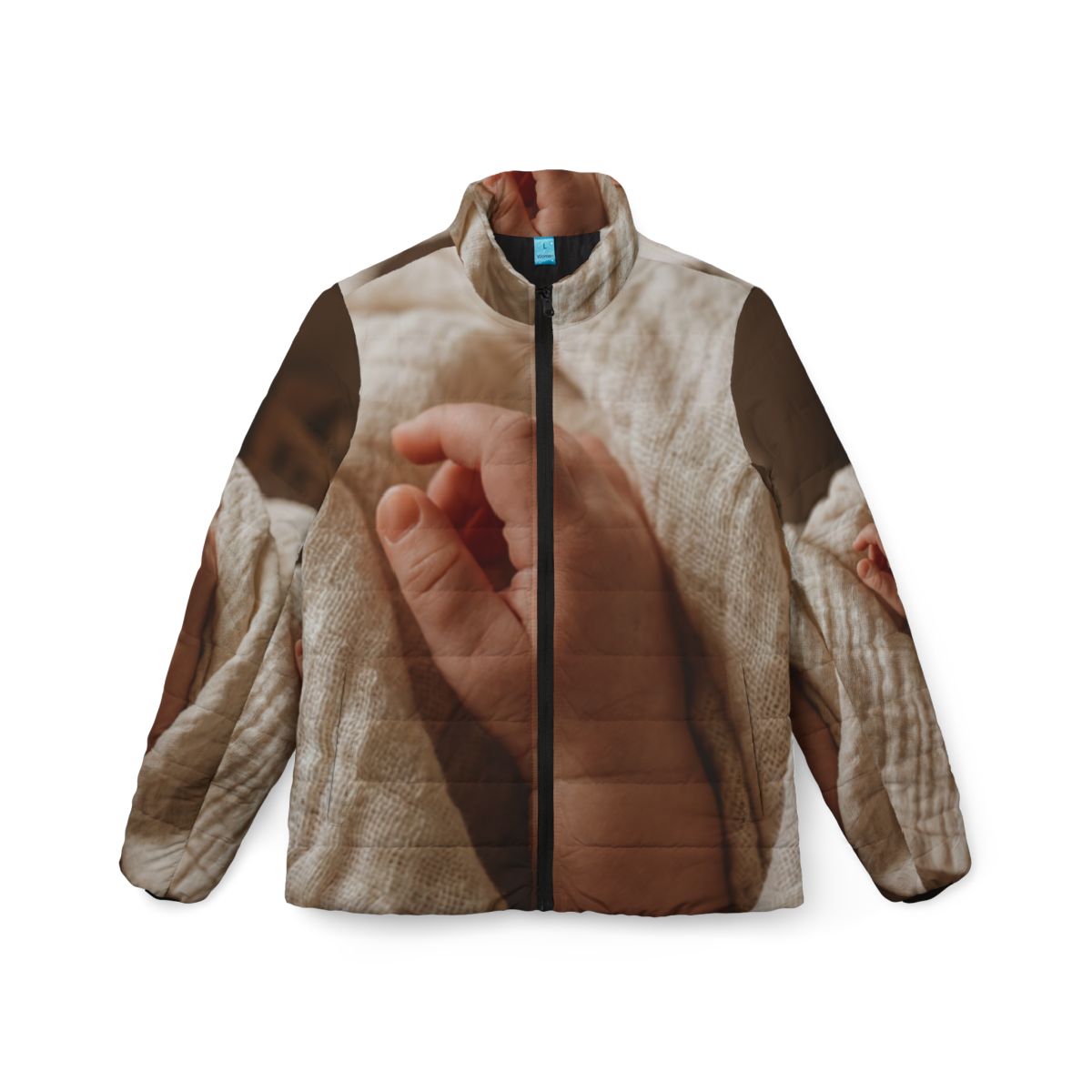 Women's Puffer Jacket - Tender Newborn Hand in Soft Muslin...