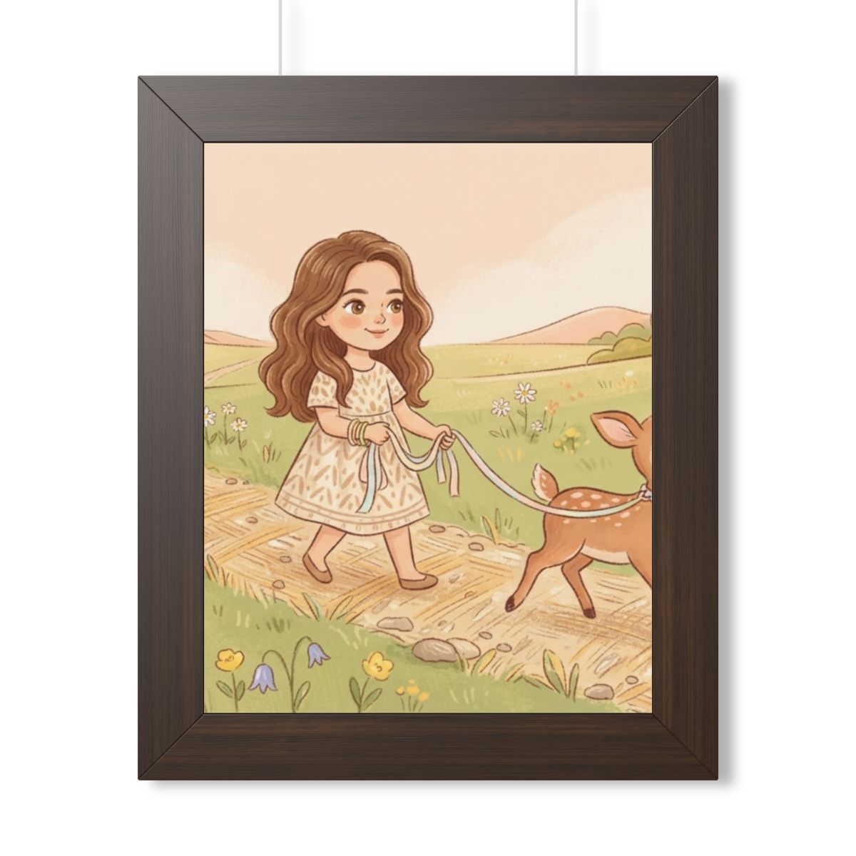 Framed Vertical Poster - Meadow Walk Fawn — Walnut (11×14......
