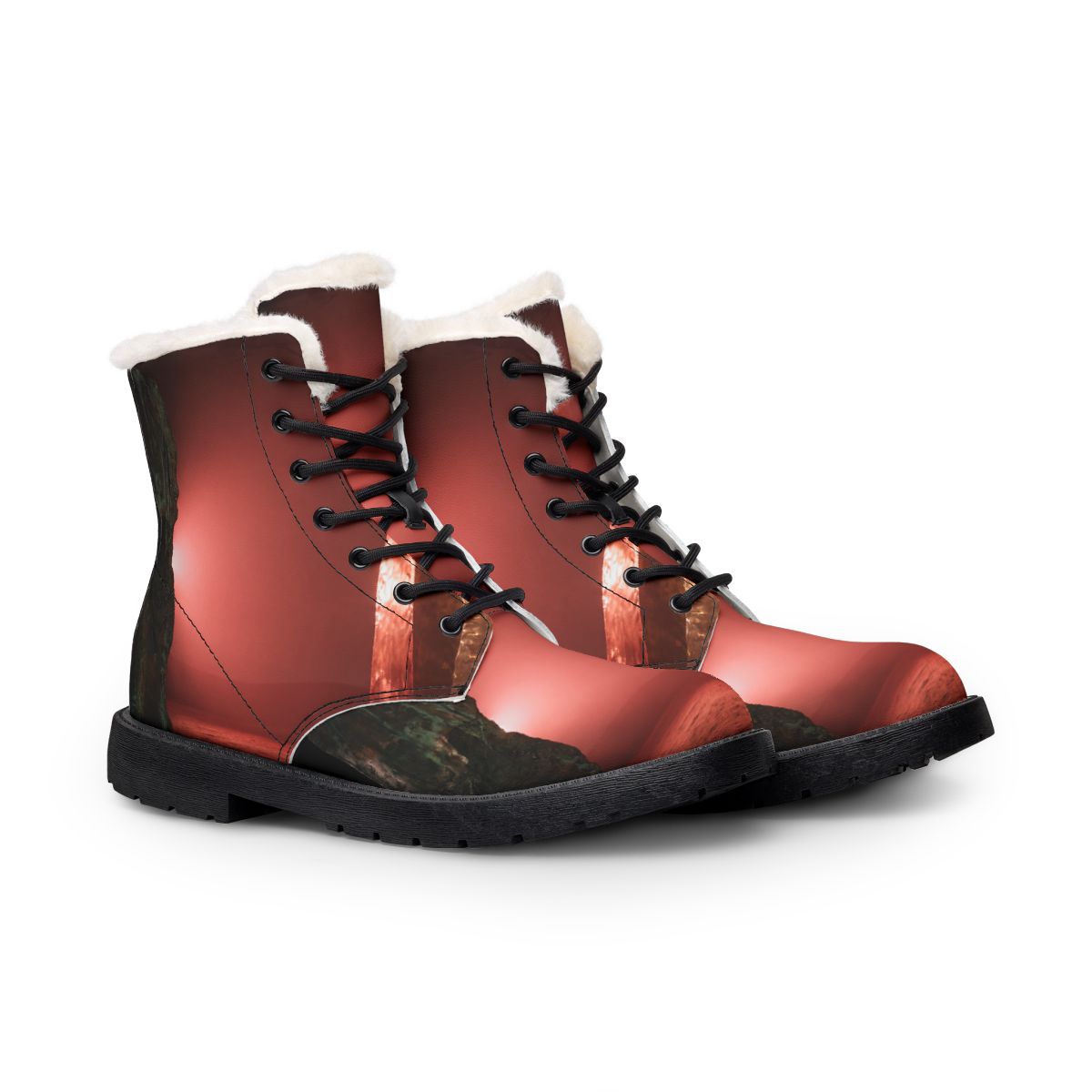 Women's Fur Leather Boots Brutalist Art