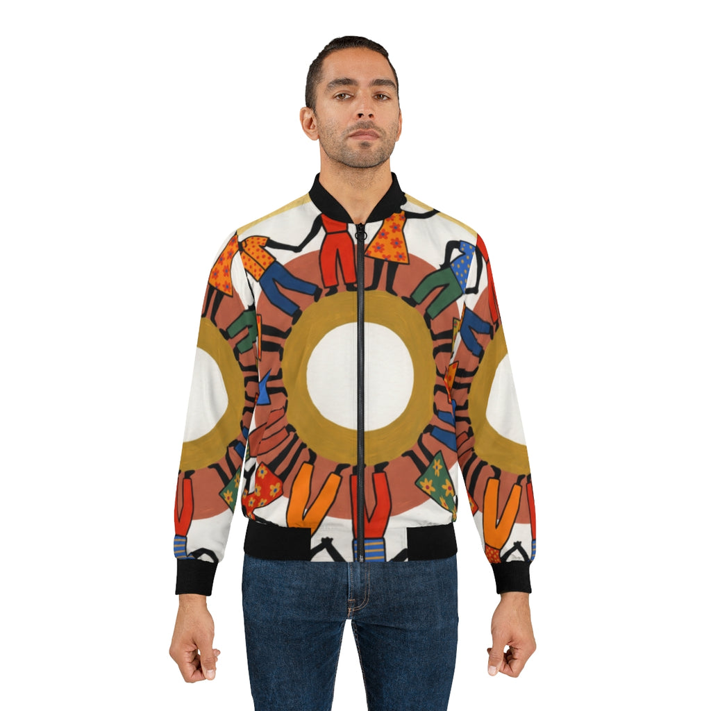 Men's Bomber Jacket - Unity Mandala Folk Art | Echovira...