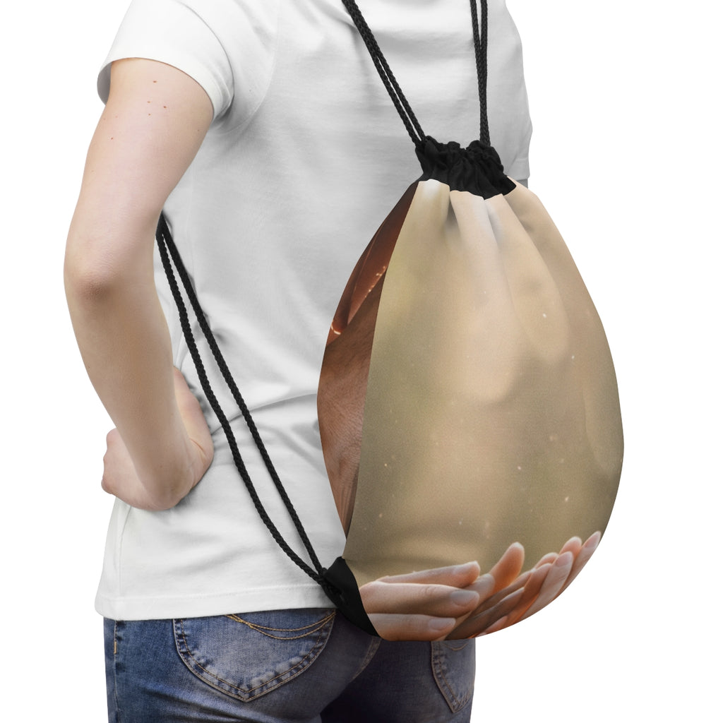 Drawstring Bag - Golden Rays of Unity Wall Art | Echovira...