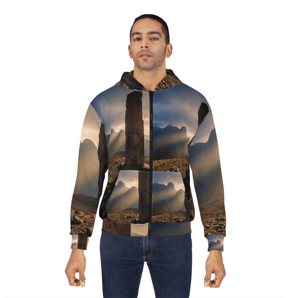 Men's Unisex Zip Hoodie - Ancient Stone Column Mountain... |...
