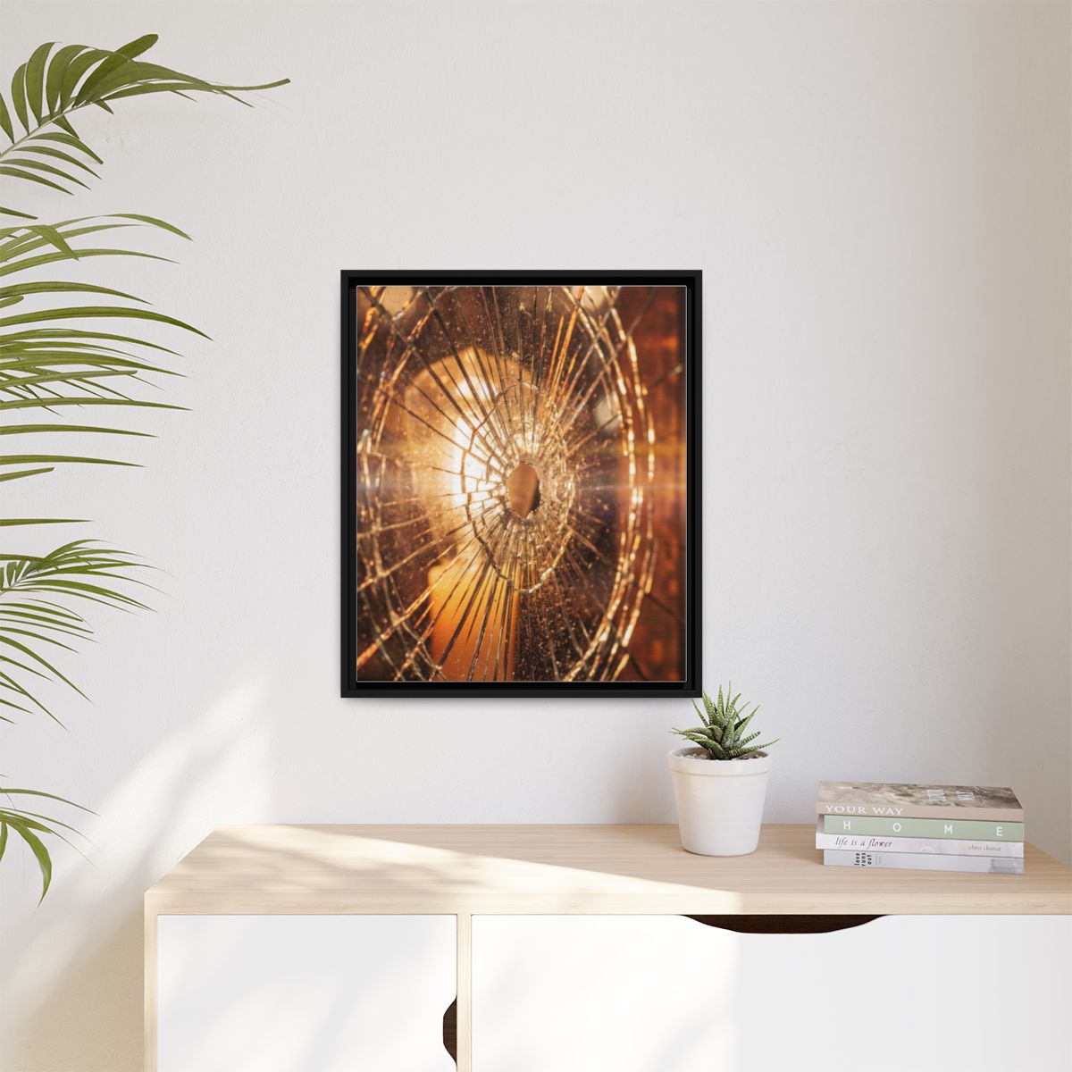 Matte Canvas, Framed - Golden Fractured Art — Black / 1.25"...