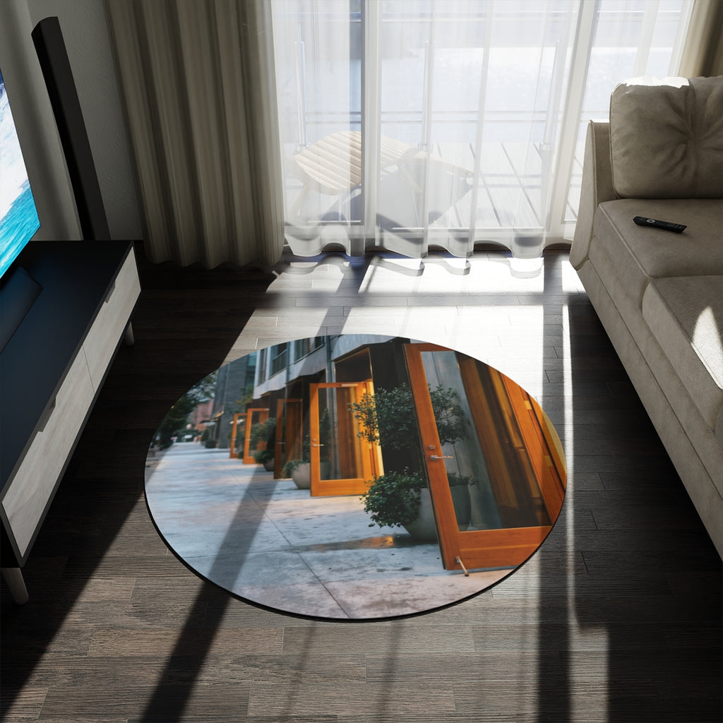 Round Rug - Twilight Courtyard Centerpiece | Echovira...