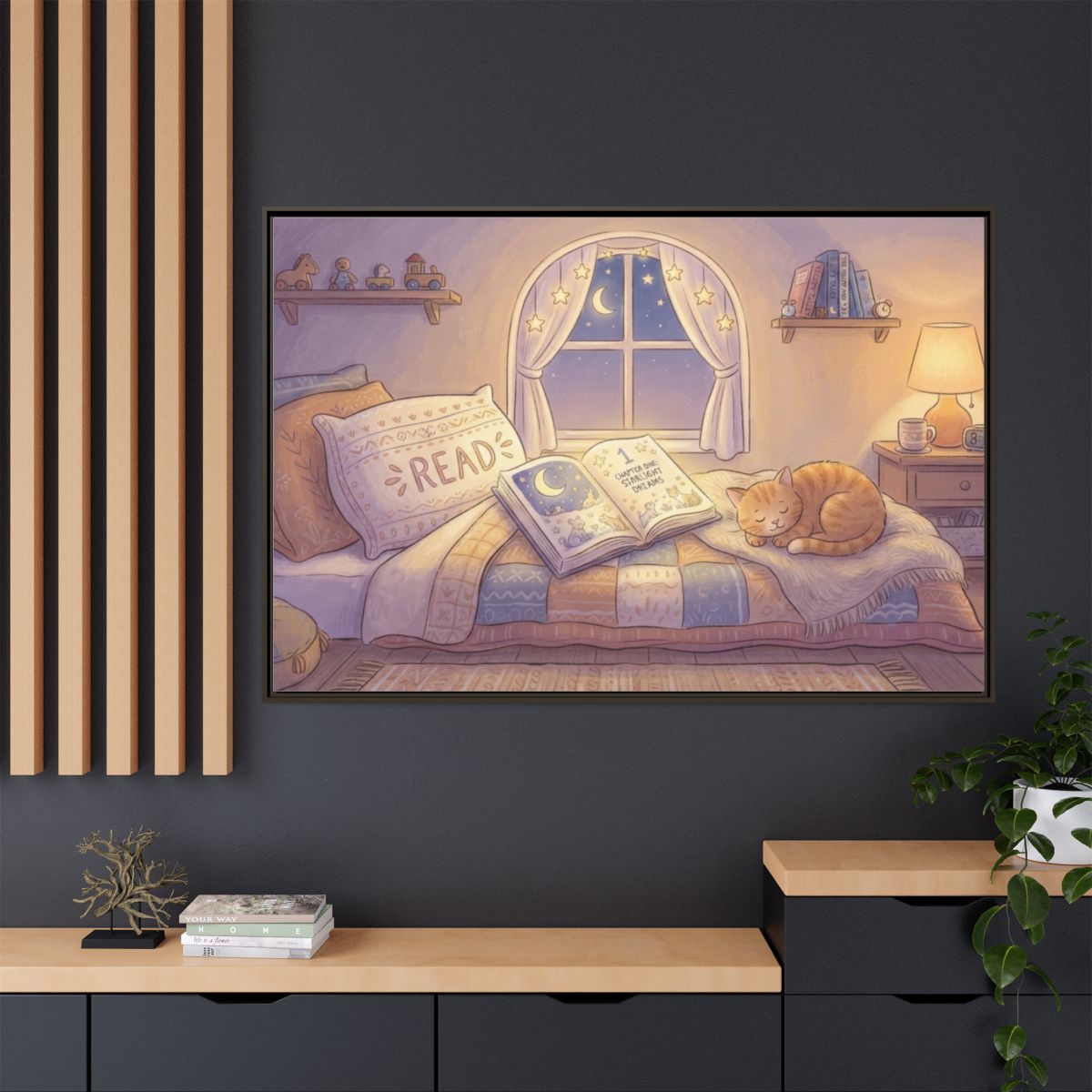 Framed Matte Canvas - Starlight Haven Slumber — Espresso /...