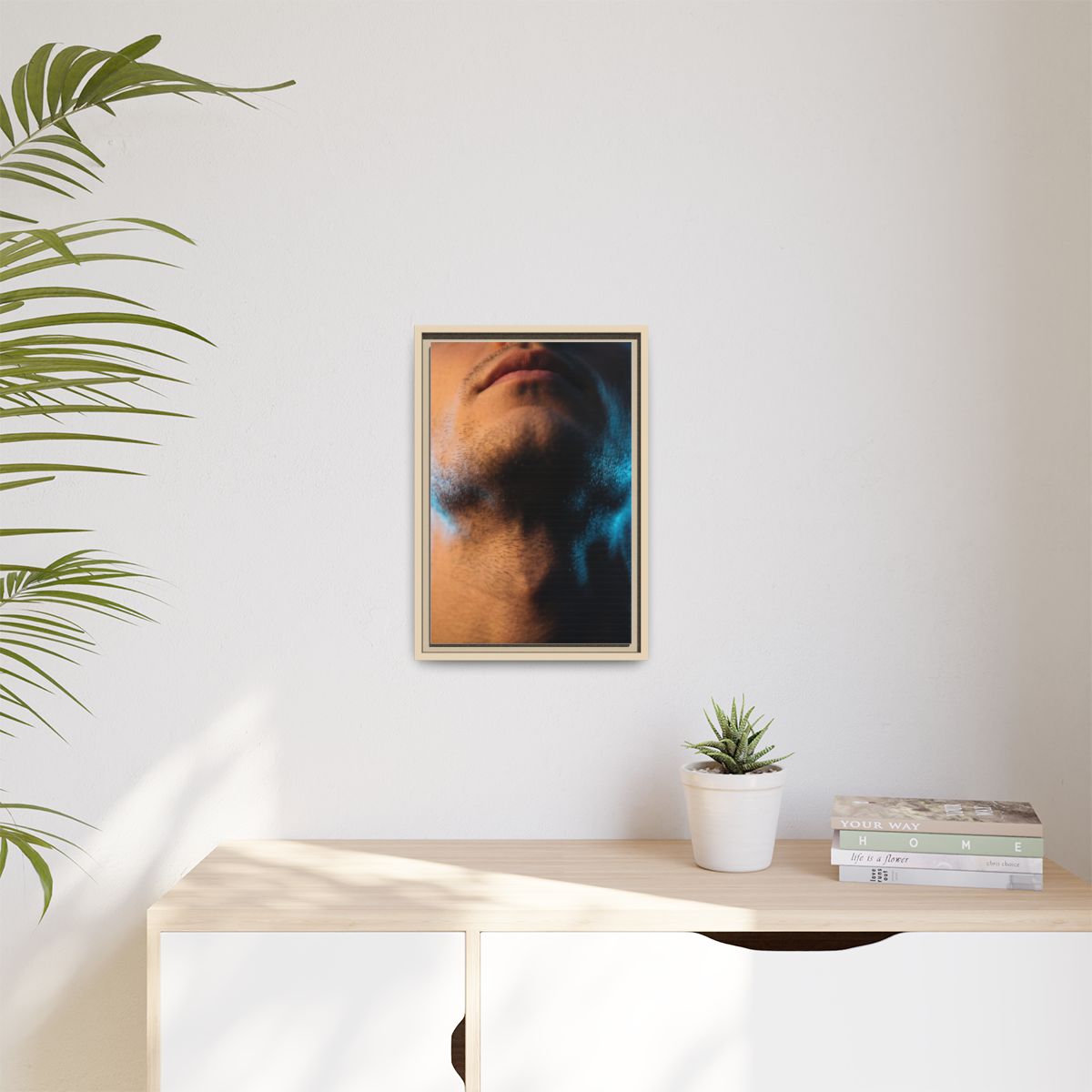 Matte Canvas, Framed - Neon Shadows Cinematic Portrait Art...
