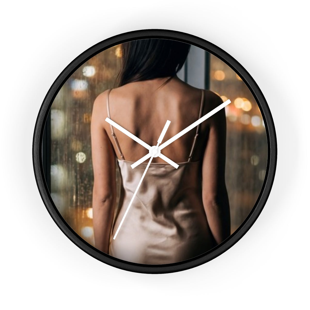 Wall Clock - Shimmering Rainy City Hour | Echovira Gallery