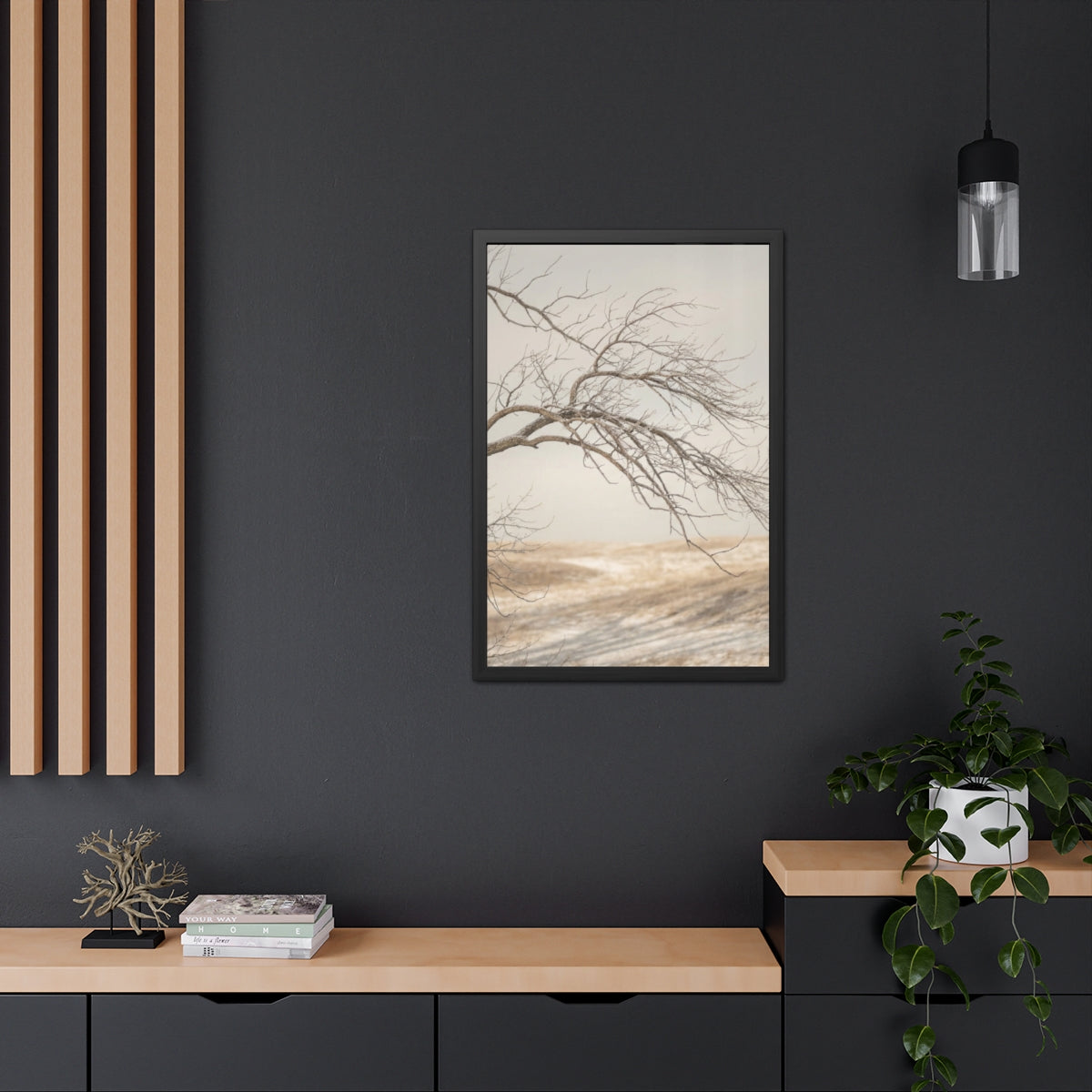 Framed Poster - Minimalist Winter Tree — Portrait