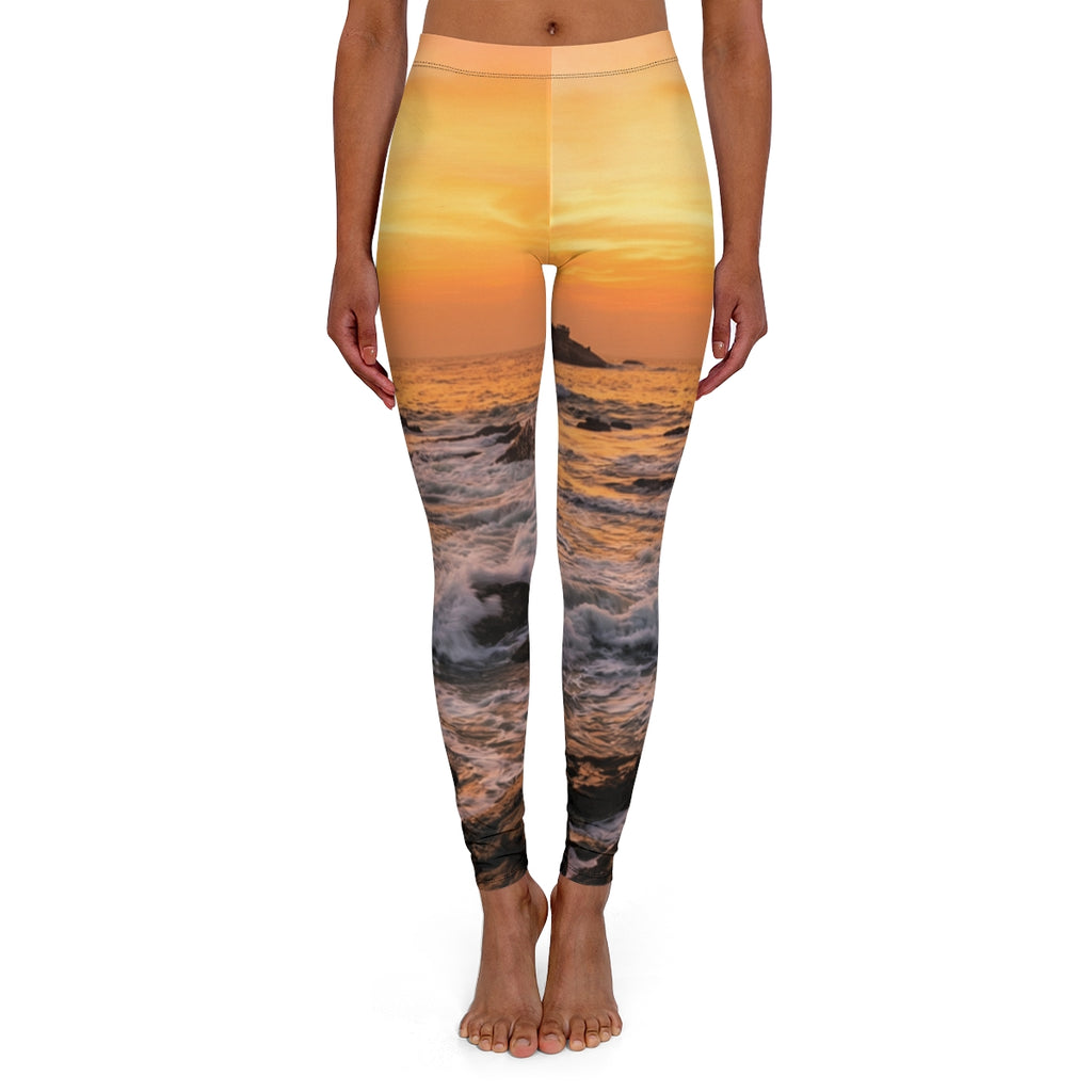 Spandex Leggings - Golden Hour Tides