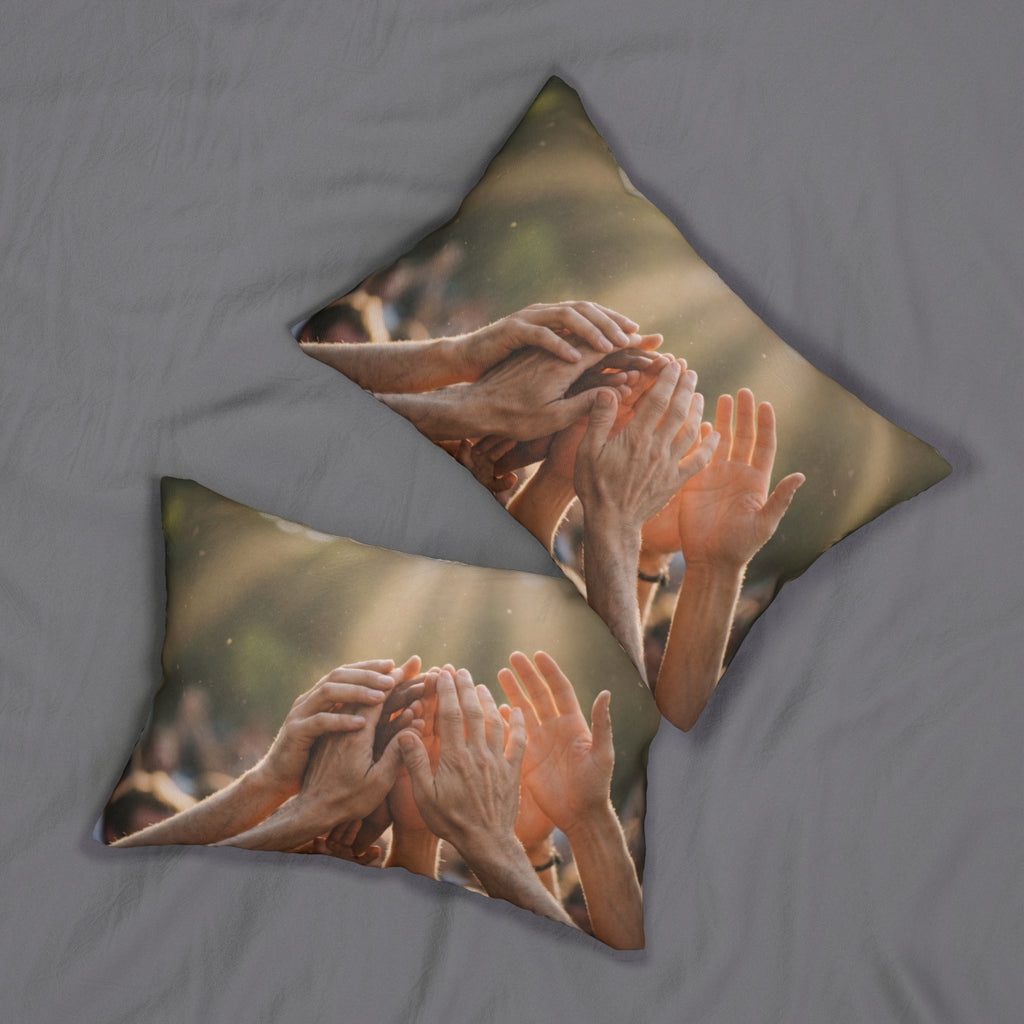 Spun Polyester Lumbar Pillow - Golden Rays of Unity Wall Art...