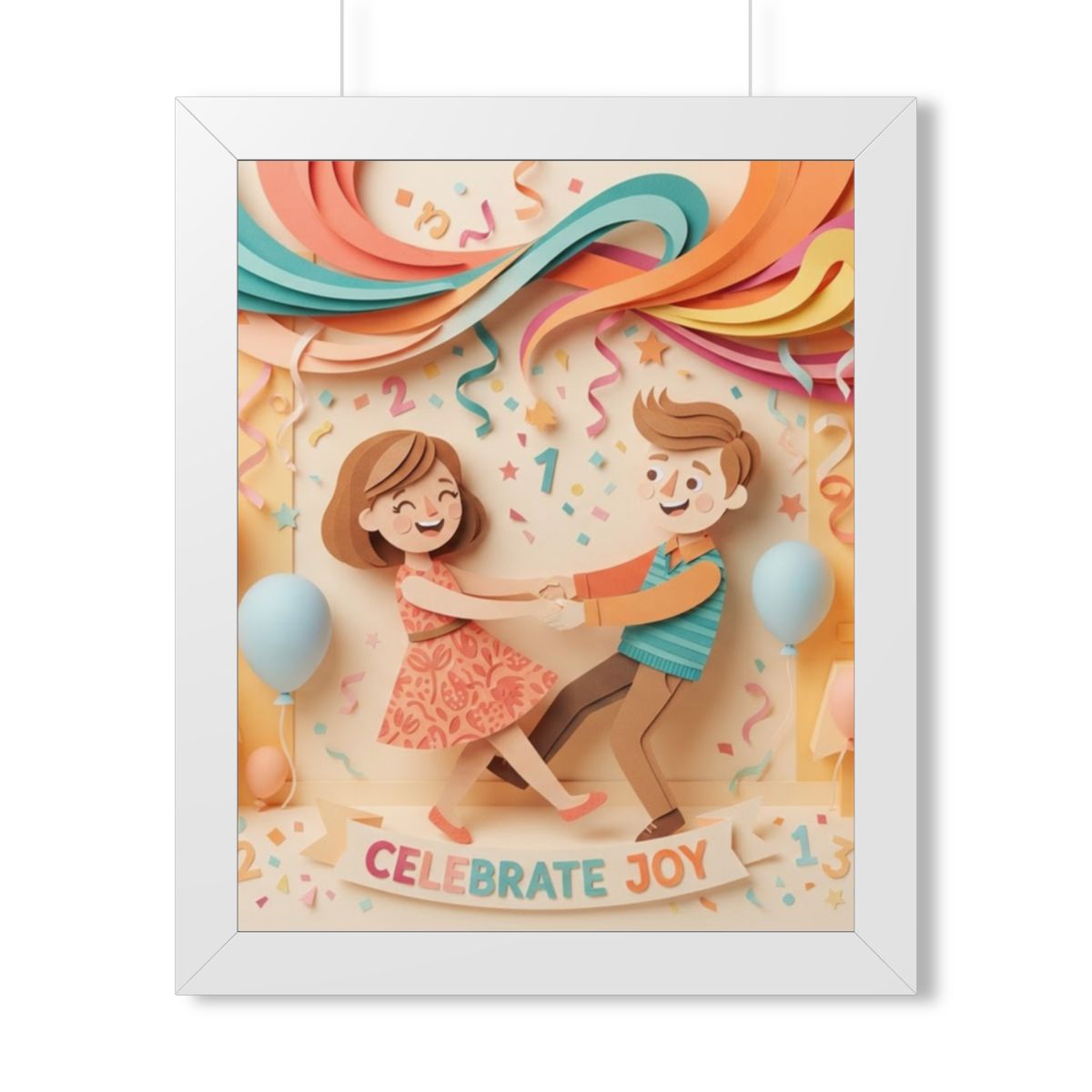 Framed Vertical Poster - Celebrate Joy Papercut Art... |...