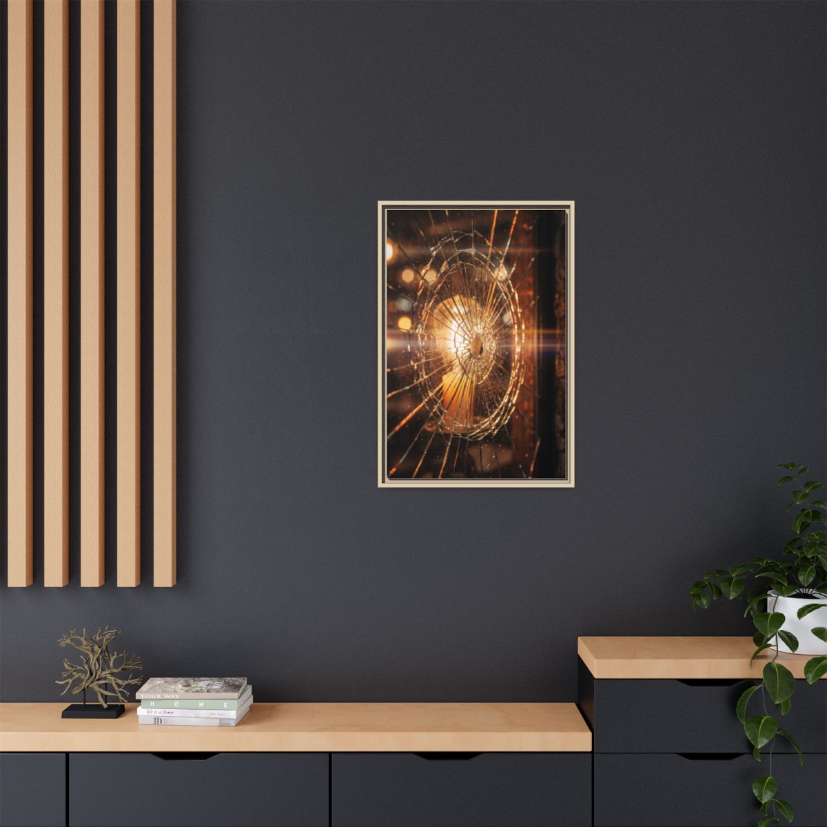 Framed Matte Canvas - Shattered Glass — Natural / 1.25"