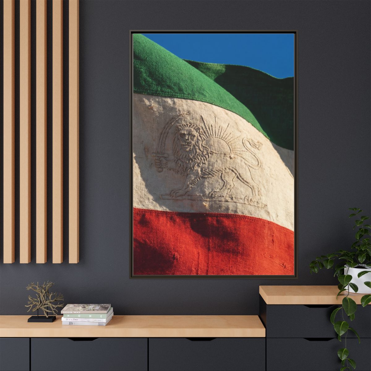 Framed Canvas Art - Distressed Flag — Espresso / 1.25"