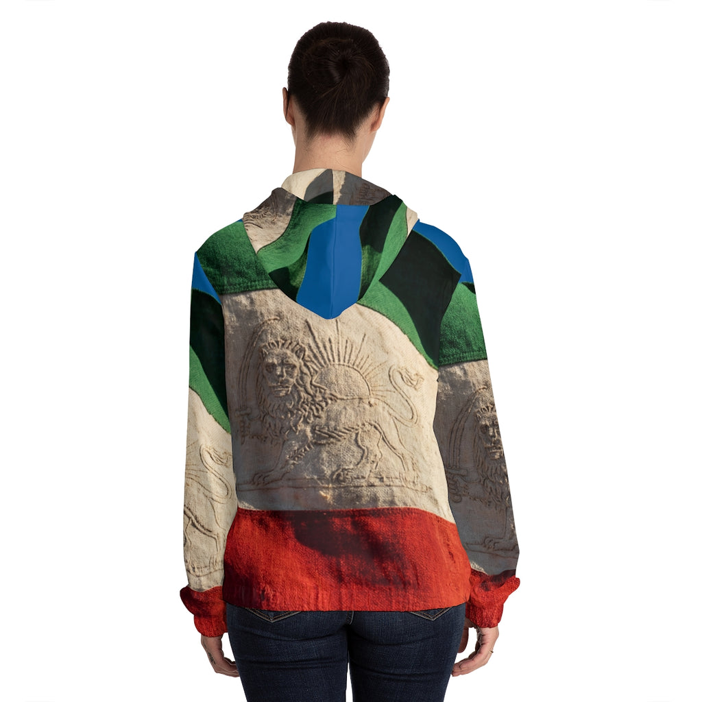 Women's Full-Zip Hoodie - Vintage Persian Lion and Sun Flag...