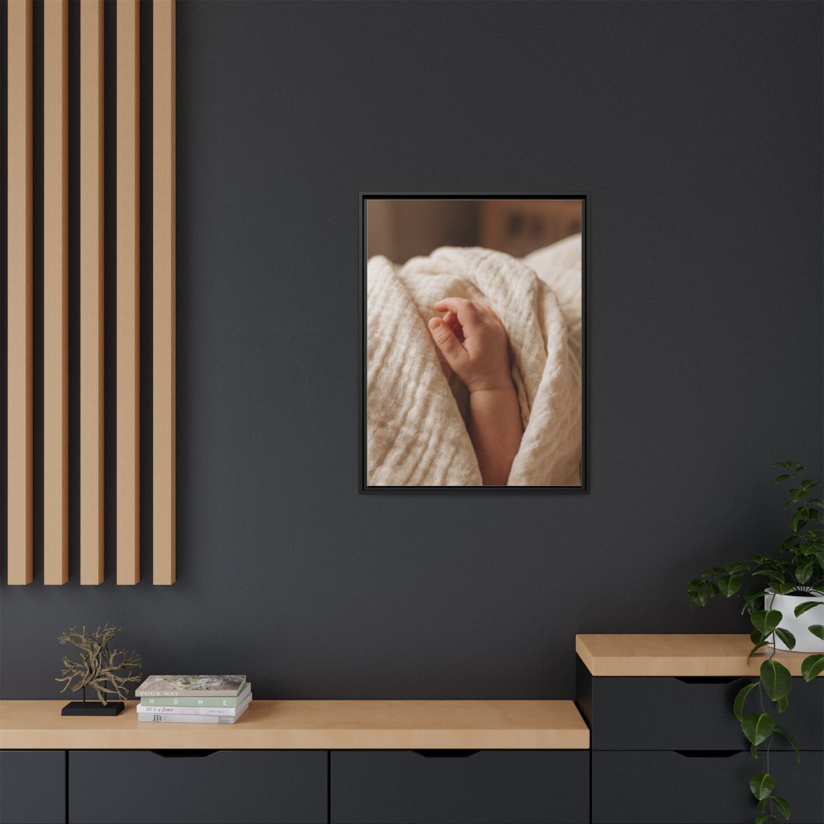 Framed Matte Canvas - Tender Newborn Hand (8×10, 9×12... |...