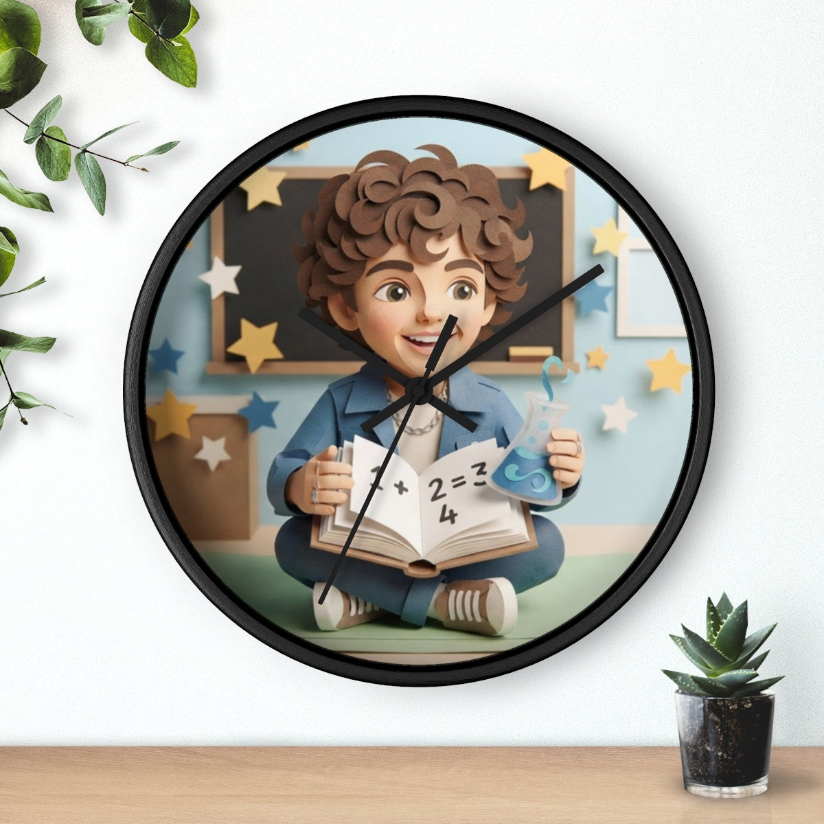 Wall Clock - Papercraft Scholar Little Boy Art | Echovira...