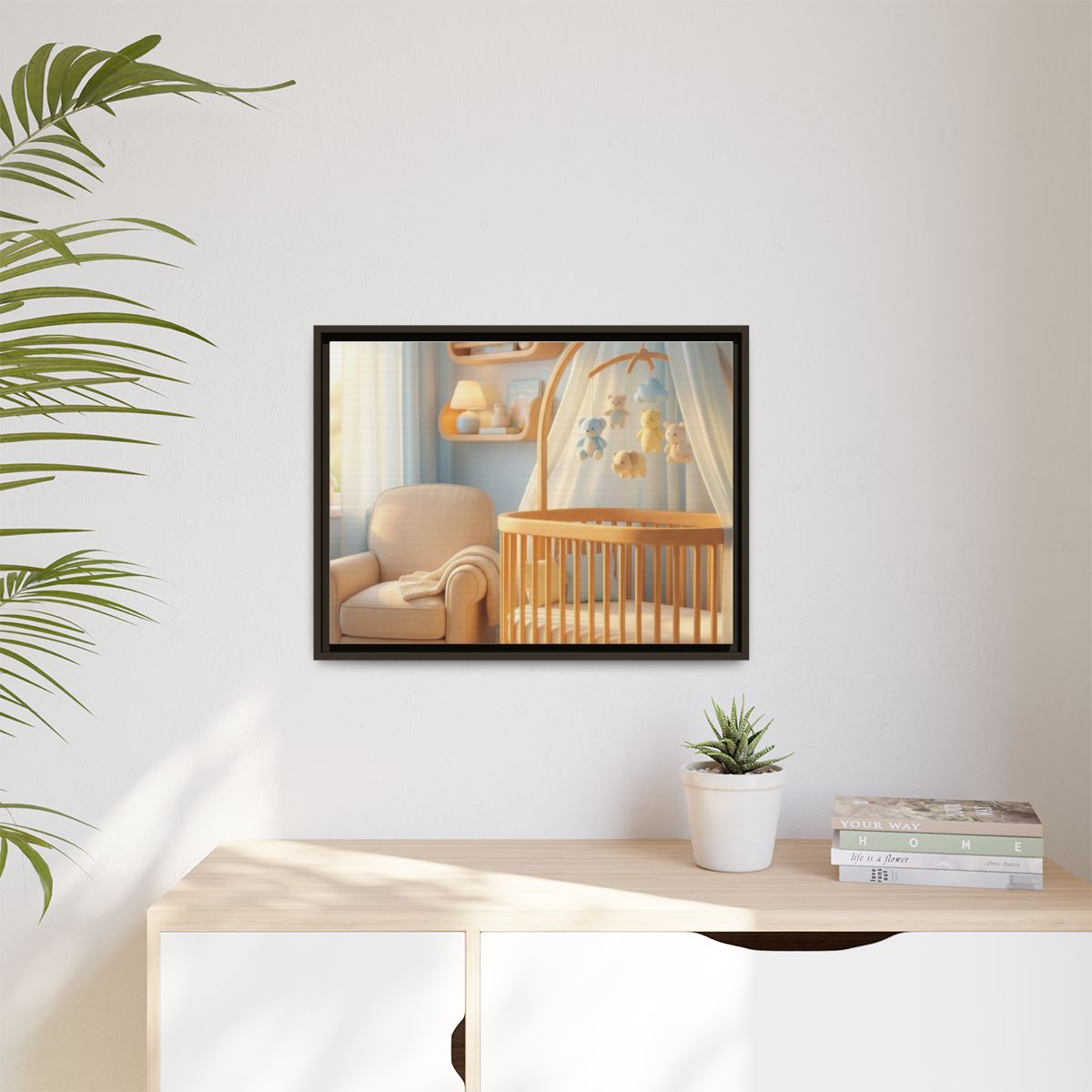 Matte Canvas, Framed - Dreamy Serene Nursery Art — Espresso...