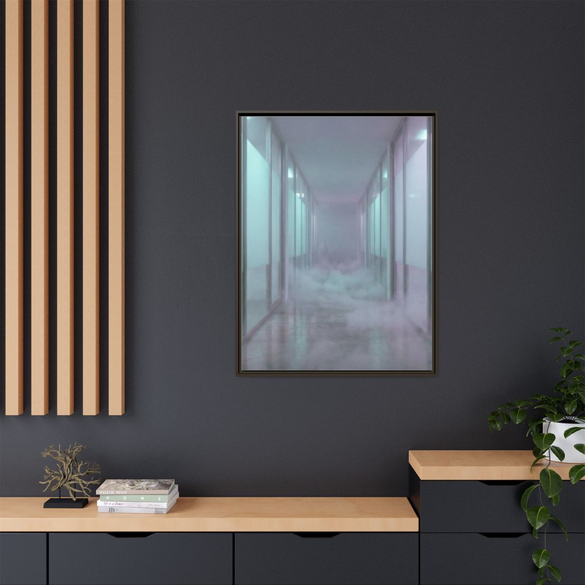 Matte Canvas, Framed - Liminal Corridor Fog Art Print —... |...