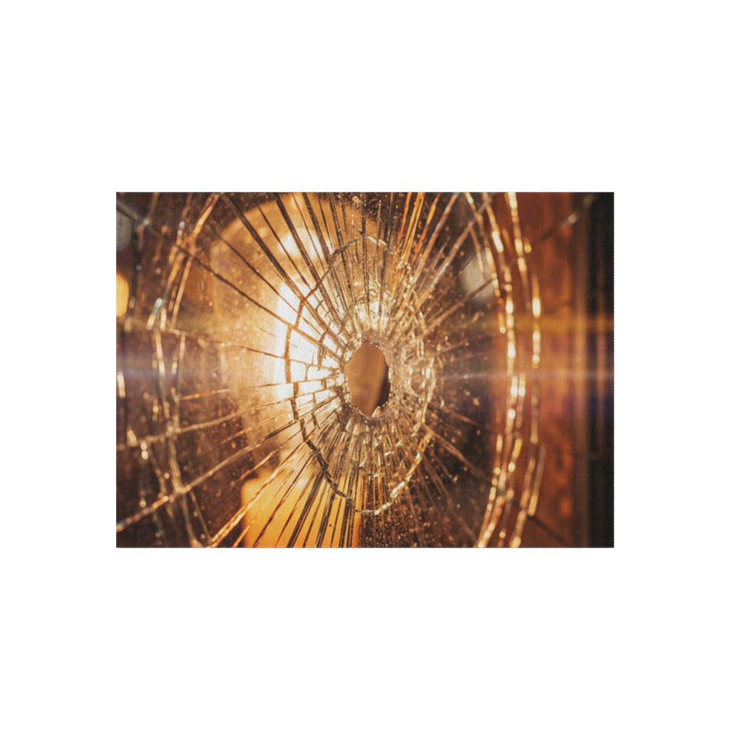 Outdoor Rug - Golden Fracture Broken Glass Art | Echovira...