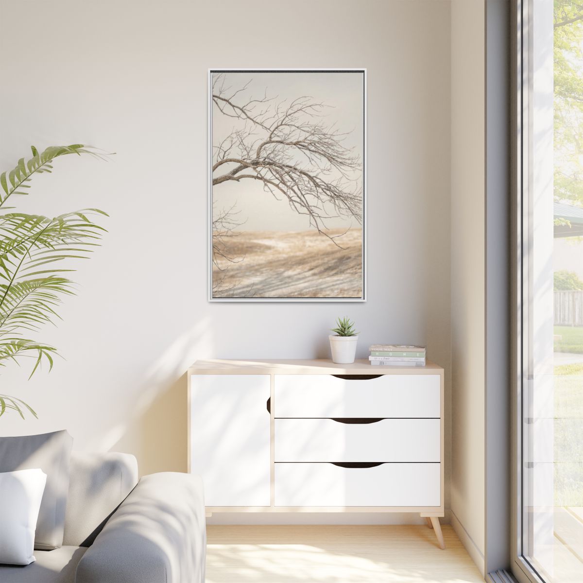 Matte Canvas, Framed - Winter Branch Solitude Landscape —......
