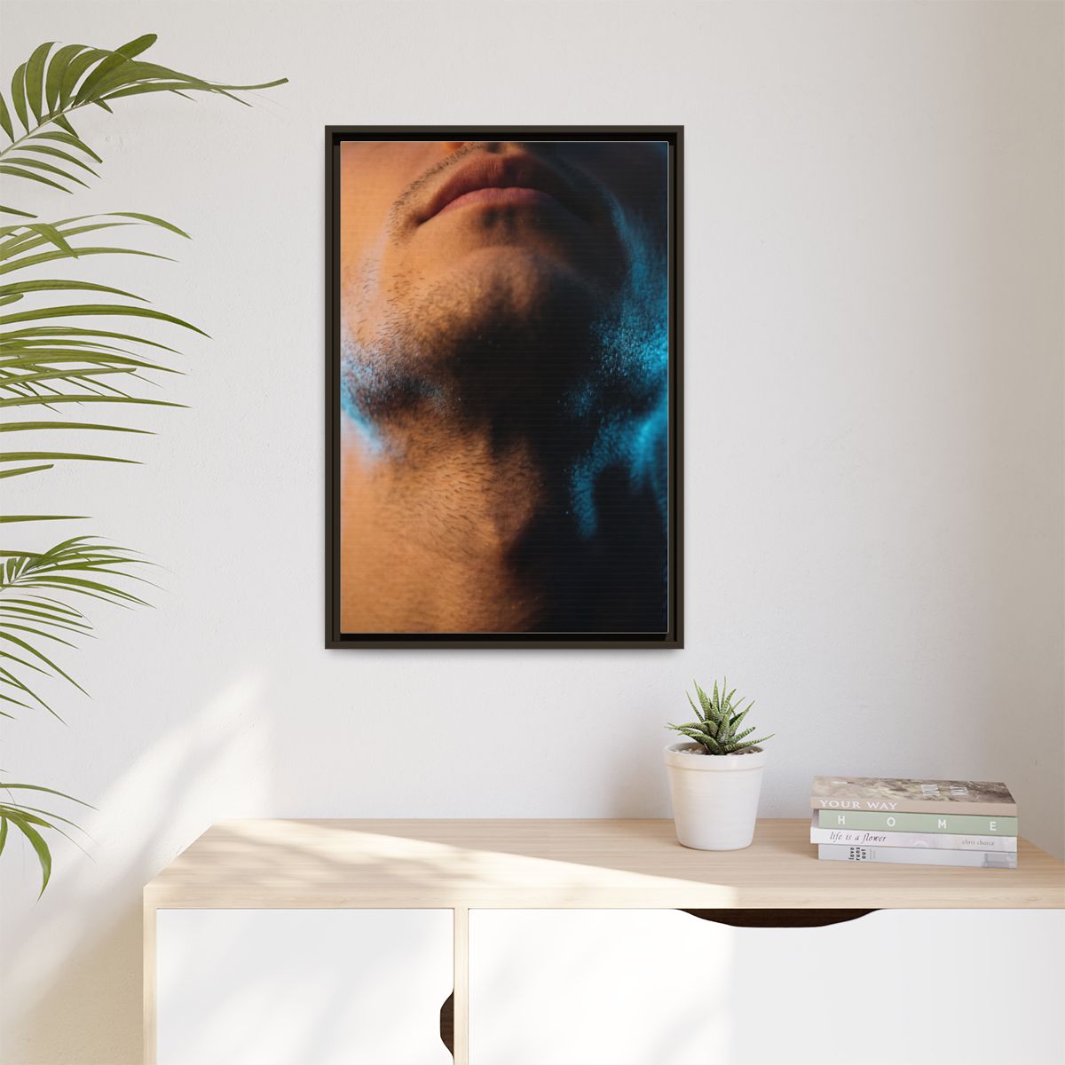 Matte Canvas, Framed - Neon Shadows Cinematic Portrait Art...