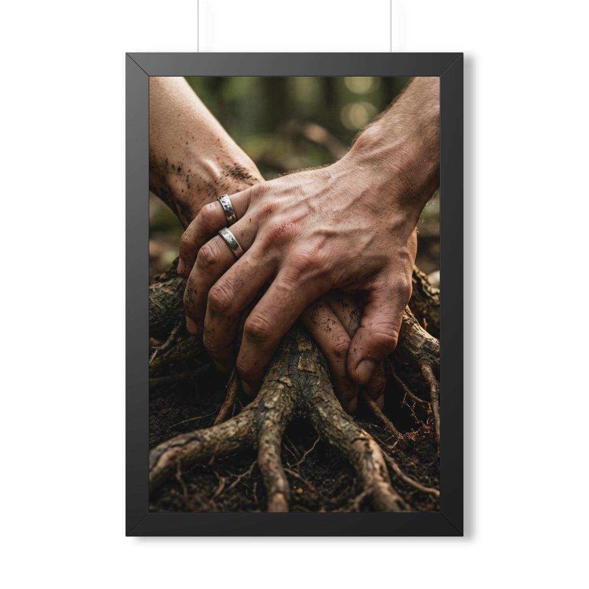 Framed Poster with Forest Roots Art in Black Frame