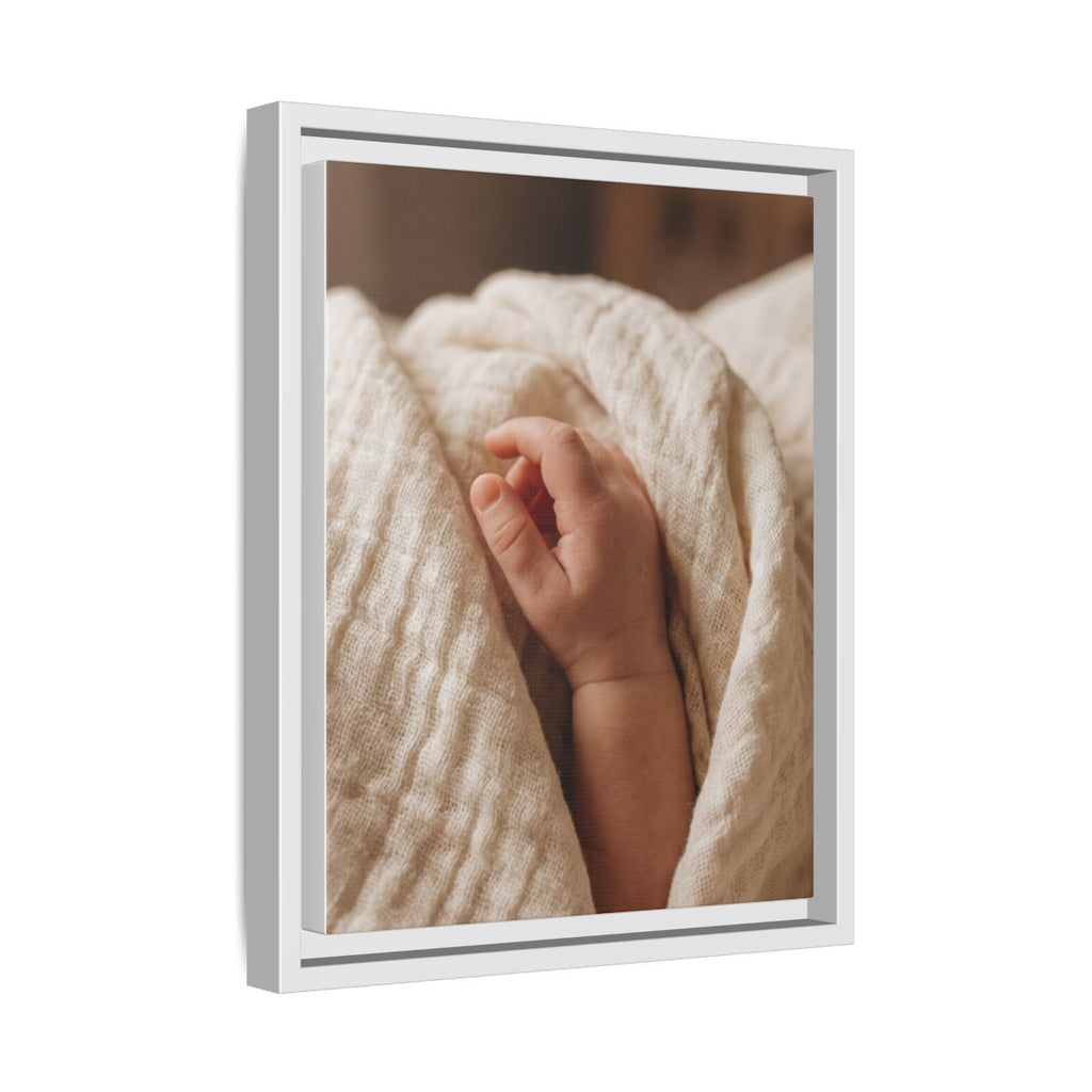 Framed Matte Canvas - Tender Newborn Hand (8×10, 9×12, 11×14, 12×16, 10×20, 12×18, 16×20, 16×24, 18×24, 12×36, 20×24, 16×32, 20×30, 24×30, 24×32, 16×48, 24×36, 24×48, 30×40, 20×60, 32×48, 30×60 & 40×60)